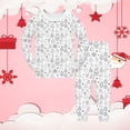 thumbnail image 2 of XEGLSBU Christmas Pajamas for Kids Kids Hand Drawn Print Pajama for Girls and Boys Festive Holiday Family Matching Nightwear Outfit a-White Size 6-7 Years, 2 of 3