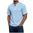 thumbnail image 4 of Mens Lightweight V Neck T-Shirts Summer Short Sleeve Plain Tees Casual Hippie Single Button Henley Shirt, 4 of 9