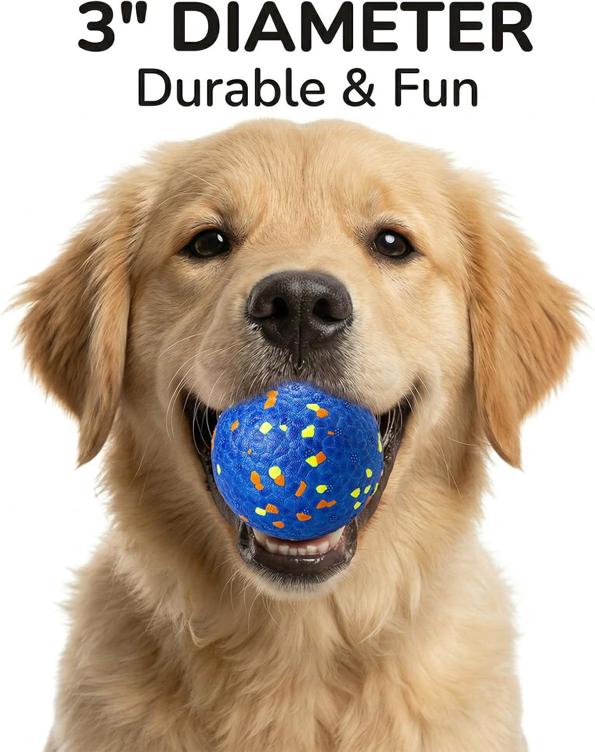 Dog Ball Toys Dog Tennis Ball for Aggressive Chewers Indestructible Bouncy Lightweight Water Toy Fetch Ball for Large Medium and Small Dog Blue & Yellow (2-Pack),Medium (3" diameter)