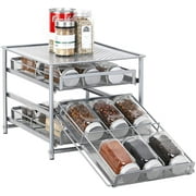 Spice Rack Organiz for Cabinet, 3 Ti 18 Bottle Metal Tilt Down Spice Draw Storage for Pantry Kitchen Cabinet, Metal(Silv )