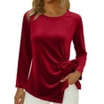thumbnail image 2 of Uootdi Plus Size Sequin Tops for Women Sparkly Glitter Bow Crewneck Long Sleeve Shirts Evening Party Night Top Going Out Pullover Gift, 2 of 6