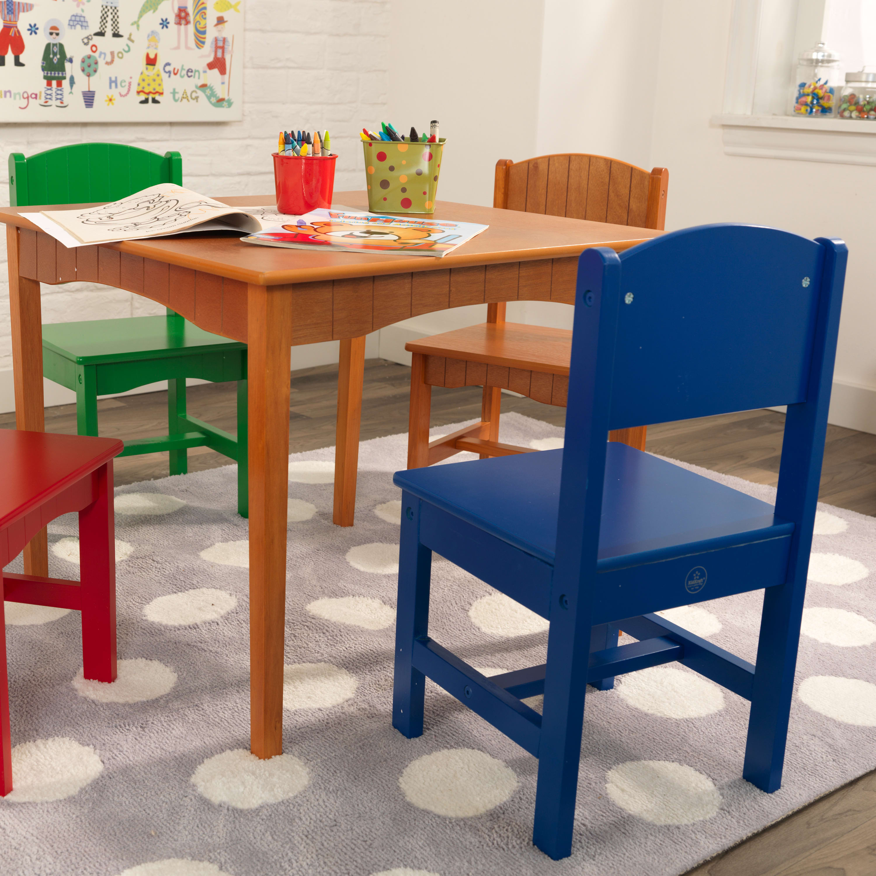 KidKraft Nantucket Wooden Table & 4 Chair Set, Primary Colors - image 4 of 7