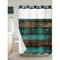 thumbnail image 6 of No Hook Shower Curtain with Snap in Liner, Vintage Farmhouse Wood Board Waterproof Bath Curtain Double Layers with See Through Top Window, Country Simple Grain Hotel Shower Curtains 60x72in, 6 of 9