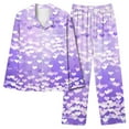 thumbnail image 4 of VBTAPA Button Down Pjs for Women Valentine's Day Pajama Set Notch Collar Heart Print Pajamas Tops with Pocket and Pants Purple XL, 4 of 5