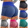 thumbnail image 3 of Lovskoo 2024 High Waisted Biker Shorts for Women Color Block Tummy Control Scrunch Butt Athletic Leggings Yoga Shorts Dark Blue M, 3 of 3