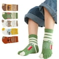 thumbnail image 2 of Kids Cotton Toe Socks Medium Tube Two Toed Socks Cute Cartoon Animal Socks for Boys Girls 3-12 Years, 5 Pairs, 2 of 7