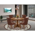 thumbnail image 7 of Luxe by East West Furniture 5-Pc Modern Table Set Include A Wooden Table And 4 Burgundy Upholstered Chairs, 7 of 7