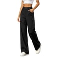thumbnail image 2 of Oksale Khaki Pants for Women High Waisted Chino Pants with Pockets Trendy Vintage Loose Straight Leg Dress Pants Lightweight Trendy Trousers Black M, 2 of 8