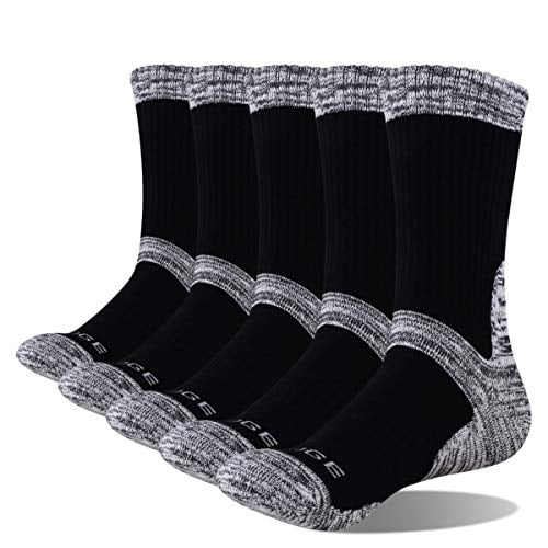 YUEDGE Mens 5Pairs/Pack Moisture Wicking Cushion Comfort Cotton Athletic Work Crew Dress Casual Socks