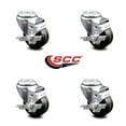 thumbnail image 2 of 3.5 Inch Phenolic Wheel Swivel Bolt Hole Caster Set with Brake Service Caster, 2 of 2