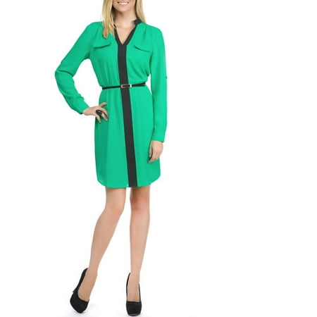 Miss Tina Women's Colorblock Shirt Dress