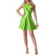 thumbnail image 1 of Vestido sin mangas de cintura alta brillante y acampanado para mujer INSPIRE CHIC, mini vestido brillante en verde XL, 1 of 6