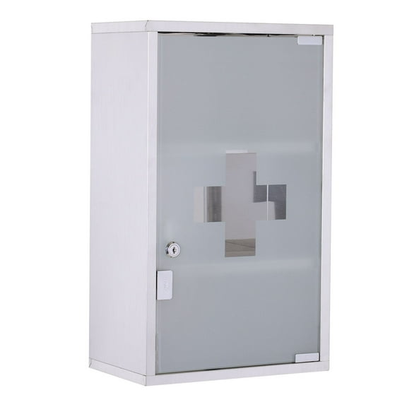 Medicine Cabinet Lockable 12x20", Stainless Steel, 3 Tier - Bathroom Pharmacy Storage