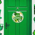 thumbnail image 2 of Happy St Patricks Day Sign Front Door Decor, Green Shamrock Clover Horseshoe Farmhouse Wood Door Hanger, Spring Rustic Wooden Wreath Pediment Plaque Outdoor Indoor Wall Hanging Decor, 2 of 6
