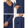 thumbnail image 5 of INSPIRE CHIC Men's Nightshirt Long Sleeves Hooded Loungewear Nightgown Pajamas M Navy Blue, 5 of 6