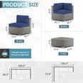 thumbnail image 3 of SOLAURA 7-Piece Outdoor Patio Furniture Sofa Set, Gray Wicker Rattan Sectional Sofa Conversation Set  with Glass Coffee Table and Cushions, Navy Blue, 3 of 7