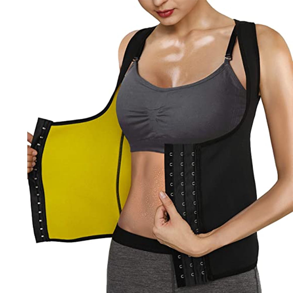 POHOVE Sauna Sweat Vest For Women Heat-Trapping Neoprene Waist Trainer Sauna Suit Slimming Workout Body Shaper Corset With Zipper For Weight Loss