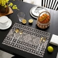 thumbnail image 3 of Black Geometric Diamond Pattern Summer Placemats Table Placemats Set Of 6-Linen Kitchen Washable Placemats Table Mats 11.8"x17.7"Non-Slip Heat Resistant, 3 of 5