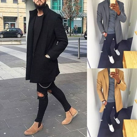 Men Fashion Wool Peacoat Winter Warm Long Trench Coat Top Overcoat S Canada Men Fashion Wool Peacoat Winter Warm, Trench Coat Mens High Fashion
