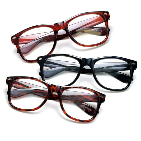 3 Pack Vintage Style Comfortable Stylish Simple Reading Glasses, Black, Brown, Tortoise +3.50