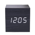 thumbnail image 1 of Square Wood Grain Electronic Clock led Silent Desktop Clock USB/Battery Powered Temperature Display, 1 of 7