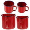 thumbnail image 4 of UPOUART 4-Piece Red Enamel Cups Set for Home Use, Tea Drinking, Coffee, and Cake Serving, 4 of 8