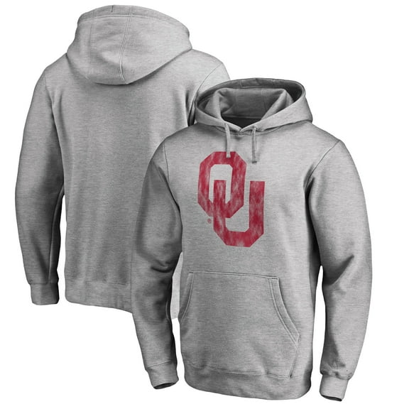 Men's Heathered Gray Oklahoma Sooners Team Classical Primary Pullover Hoodie