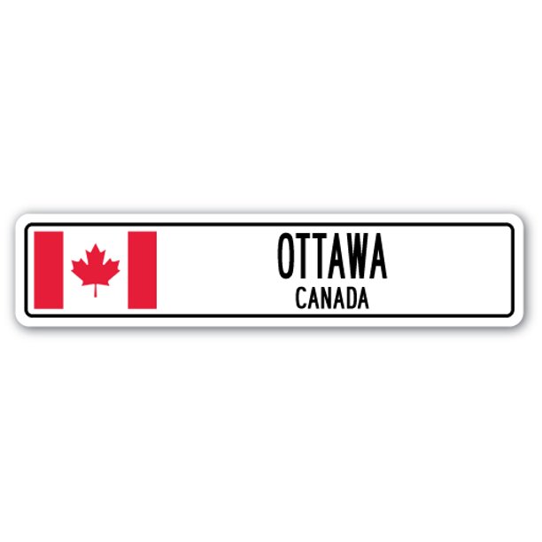 OTTAWA, CANADA Street Sign Canadian flag city country road wall gift