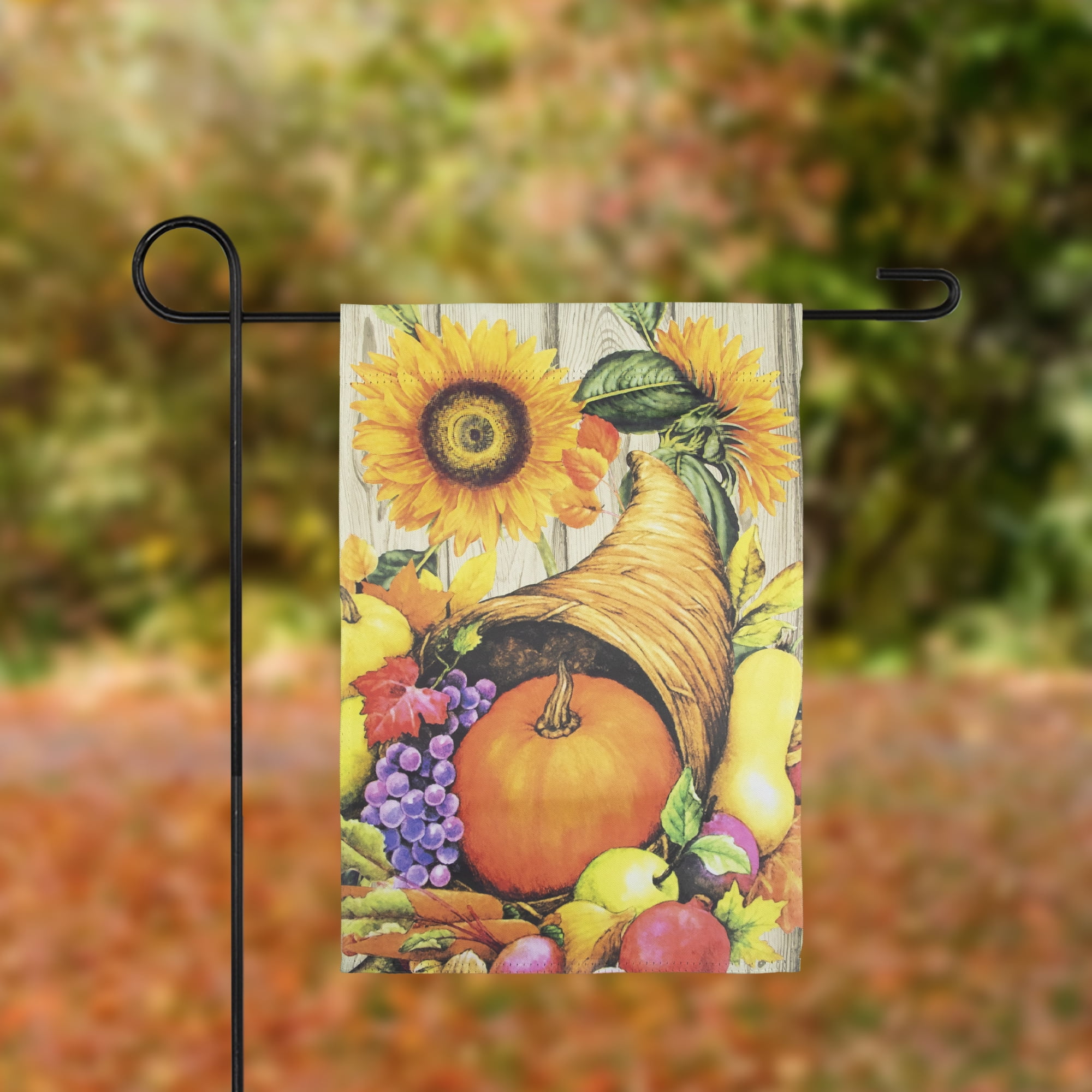 Cornucopia and Flowers Autumn Harvest Flag 12.5" x 18-Inch"