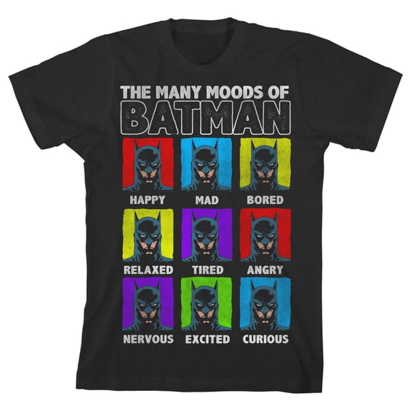 Batman The Many Moods of Batman Toddler Boy's Black Graphic Tee-2T
