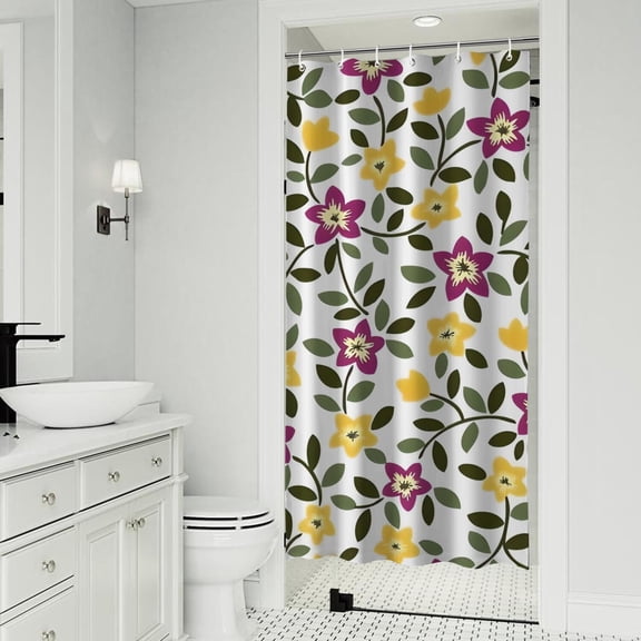 Pioneer Flower Floral Print Pattern Shower Curtain 36"x72" ,Bathroom Decorative Shower Curtains Set with 12 Hooks,Modern Waterproof Washable Shower Curtain
