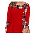 thumbnail image 3 of Gvmfive Women Plaid Print Long Sleeve Tops Colorblock Plus Size Blouse, 3 of 4