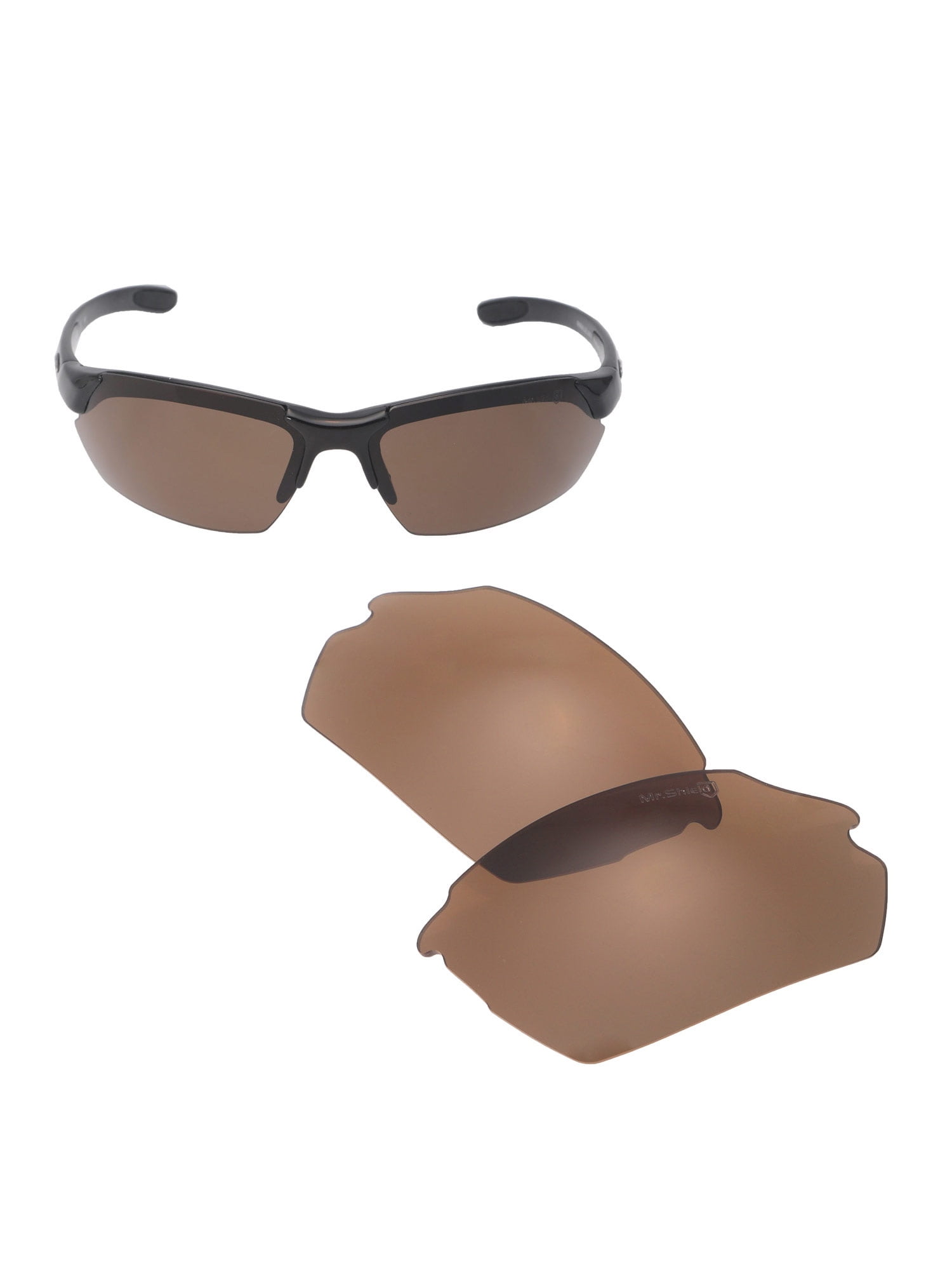 Walleva Brown Mr. Shield Polarized Replacement Lenses for Smith