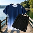 AGKIZG Men's Color Casual Fitness Short Sleeve Shorts Sports Gradient 2 ...