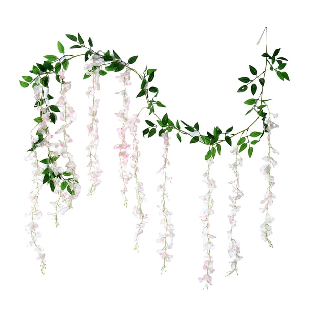 Flores de glicina simuladas, planta llorona artificial con flores, enredadera de glicina con flores artificiales para guirnalda, decoración de pared para arco de boda