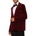 thumbnail image 4 of Inspire Chic Chaquetas de Deporte de Terciopelo para Hombre con Solapa de Muesca, Blazers Formales de Un Solo Botón, Ajuste Slim, Burdeos M, 4 of 5