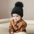 thumbnail image 2 of FAOWME Child For Knitted Knitted Hat Boys Warm Winter For Girls Hat Autumn Woolen Hat Black 1-2 Years, 2 of 3