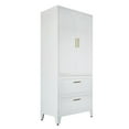 thumbnail image 4 of 71" Tall White Metal Wardrobe with 2 Drawers & Hanging Rod, 2-Door Storage Cabinet with Adjustable Shelf for Bedroom, Office, Entryway, 4 of 17