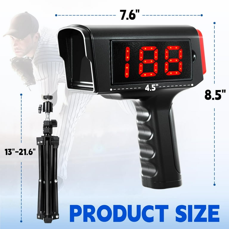 FITPLAY Baseball Radar Gun, LED+LCD Display, Speed Range 3-150 mph