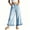 Light blue, variant on Women Ruffle Patchwork Wide Leg Casual Denim Pants Ankle Jeans