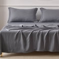 thumbnail image 3 of Jessy Home Bed Sheets Set 4 Piece Twin Sheet Set Silver Gray Cotton Blend Fitted Sheet, Flat Sheet & 2 Pillowcases Bedding Set, 3 of 10