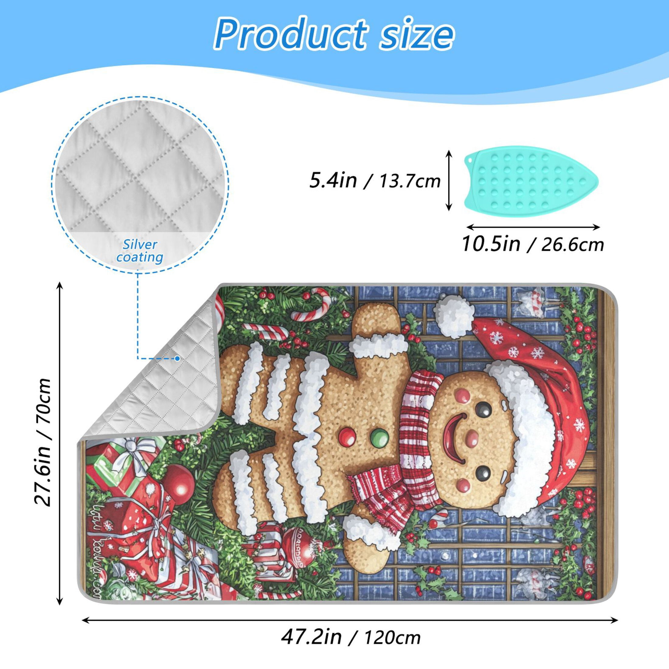 Winter Gingerbread Man Ironing Mat Blanket for Table Top Travel Portable Ironing Board Pad 47.2x27.6 Inch