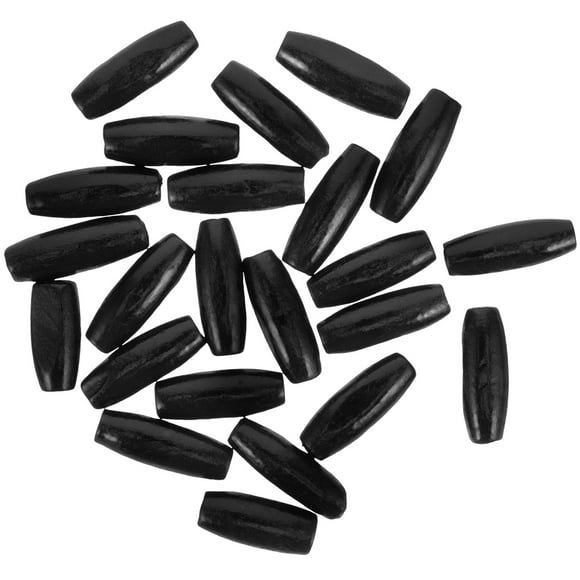 50 Pcs Perles Ovales en Bois Perles Décoratives pour Bricolage Amateurs et Décoration Maison Noir