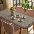thumbnail image 3 of Boho Floral Table Cloths for 4 Foot Rectangle Tables, Vintage Flowers Abstract Art Ethic Tribe Patio Waterproof Elastic Fitted Tablecloths, Washable Rectangular Table Cover for Camping, 3 of 8