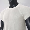 thumbnail image 6 of Bjutir Mens Tshirts Knitted Shirt Solid Color Slim Fitting Short Sleeved Pullover Sweater Top Shirts White, 6 of 6
