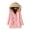 Hot Pink, variant on Winter Women Cotton Coat Drawstring Waist Slim Fit Waist Faux Fur Hood Fleece-lined Zip-up Press Button Closure Jacket Windproof Mid Length Outerwear