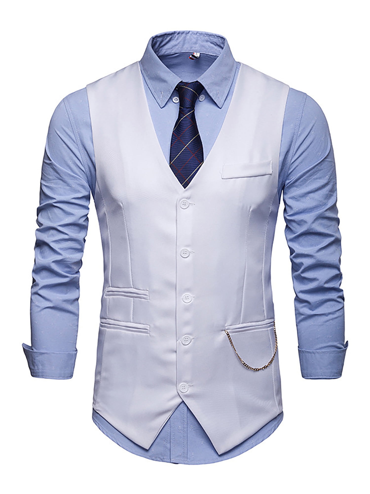 New polyester men's tuxedo vest waistcoat only solid wedding formal burgundy 
