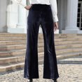 thumbnail image 4 of Velvet High Waist Flared Leg Solid Color Dressy Pants for Women Casual Trousers Ankle Length S-2XL, 4 of 5
