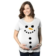 Maternity Snowman Buttons Funny Pregnancy Bump Tee Cute Christmas T shirt (White) - XXL