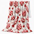 thumbnail image 2 of Christmas Candy Canes Peppermint Swirls Holiday Sweets Pattern, Festive Holiday Scene, Warm Flannel Blanket for Living Room and Reading Nook, Art Lovers Christmas Gift, Festive Home Decor, 2 of 9